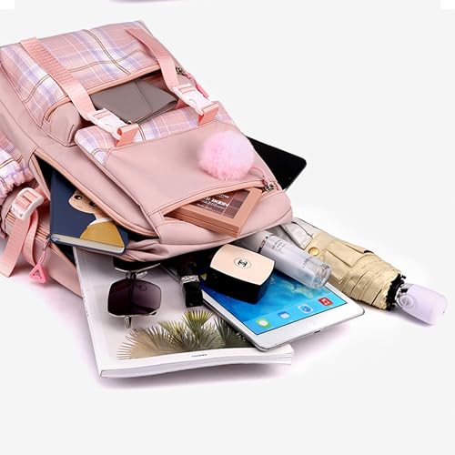 Roffatide Anime Print Business Casual Laptop Shoulders Backpack Hiking Travel Rucksack Daypacks 17 Inch Black (With Cute Pendant)4