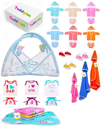 Image of Toddylon All in One Daily Essential in One Pack 36 in 1 New Born Baby Products Gift Packs | Hospital Kit Combo | Infants Boys Girls | Perfect for Newborns | Ideal for 0-6 Months (Blue)