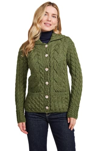 Image of Ladies Buttoned Cabled Cardigan-L