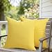 DFXSZ Outdoor Pillow Covers 18X18 Inch Set of 2 Yellow Waffle Textured Polyester Pillow Covers Spring Summer Outdoor Waterproof Decor for Patio Furniture Garden Porch Sofa Bed 025B18