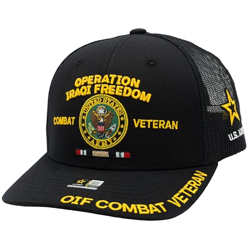 Image of Operation Iraqi Freedom Veteran Hat for Men Official Licensed US Army OIF Combat Veterans Adjustable Cap