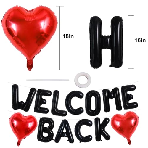 Image of TONIFUL 16 Inch Black WELCOME BACK Foil Letter Balloons Banner Decoration