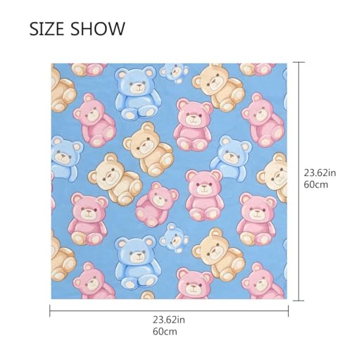 Women's Square Silk Hair Scarves and Wraps Headscarf Bear Blue Pink Yellow Head Neck Scarf Bandana 24inch2