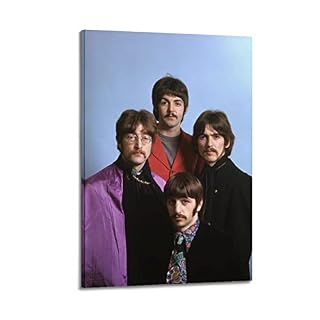 Poster décoratif sur toile The Beatles – Pour chambre à coucher – 30 x 45 cm - Les Beatles, Paul McCartney, John Lennon, RIngo Starr, George Harrison