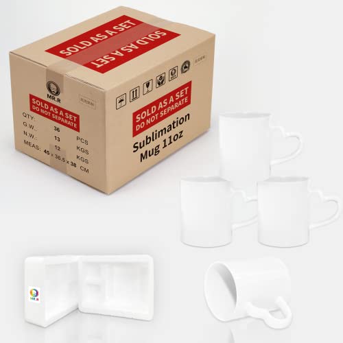 Mr.r Set Of 36Pcs Sublimation Blanks Dishwasher Heart Handle White Ceramic Coffee Mugs 11Oz Blank Dishwasher Ceramic Classic Drinking Cup Mug With Heart Handle For Milk Tea Cola Water #TOP2