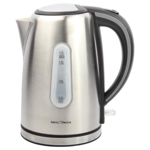Astro Electra 1.7L Electric Kettle – 2200W Fast Boil, Stainless Steel, Cordless with 360° Base, Strix Controller, Touch Handle, Dry Burn Protection, BPA-Free.