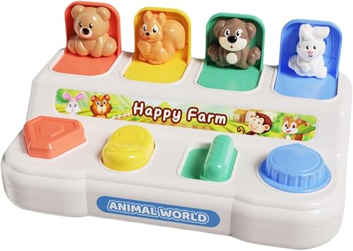 Image of BeFunky Baby Pop Up Toy- Colorful Cause and Effect Toys for Babies 9 Months Montessori Toy Toddler Infant Toys Sensory Interactive for Early Learning Development (Farm Animals)