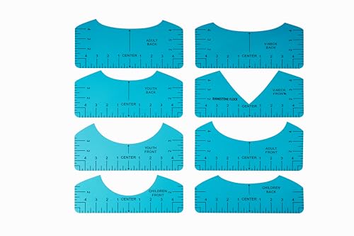 GLOCTO Tshirt Ruler for Vinyl and Rhinestone Template Alignment, Tshirt DIY Alignment Tool Placement for Heat Press