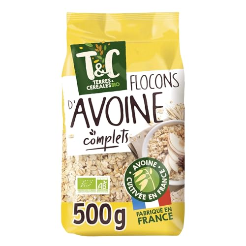 Flocons d'avoine complets bio riches en fibres pour petit-déjeuner sain et porridge