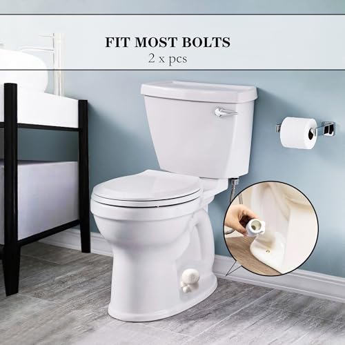 Image of ZUNON Toilet Bolt Caps, Decorative Toilet Bolt Covers, Ceramic Cute Frog Covers Toilet Bolts Bathroom Decor Easy Installation Set of 2 (White Mushroom 2PCS)