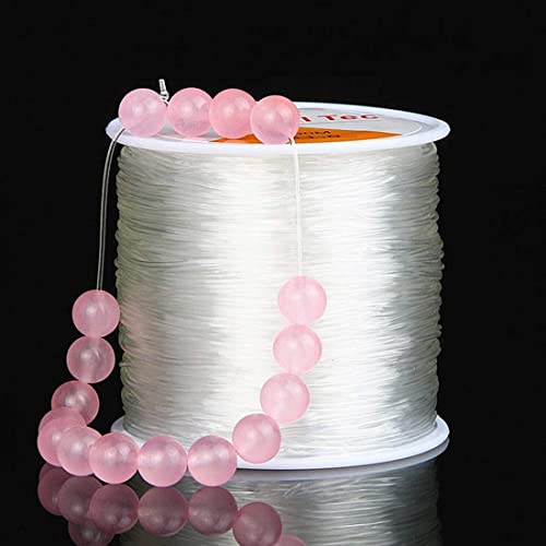 JZZJ Bijoux Perle Fil Élastique en Polyester pour Bracelets et Artisanat, 0.8 mm, 100 m, Transparent