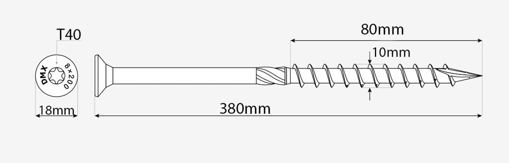10mm x 380mm (Box of 50) Yellow Hardened Carpenter Screws Countersunk Torx Head For Wood Timber Construction High Performance for Sleepers Trade Pack TX40 J10-J13A - Image 2