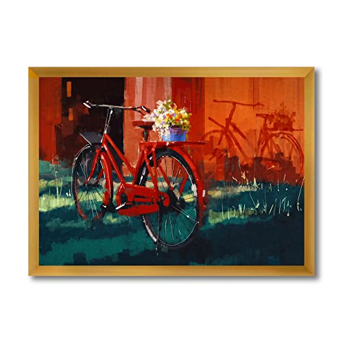 Décoration murale vintage vélo rouge cadeau pendaison crémaillère