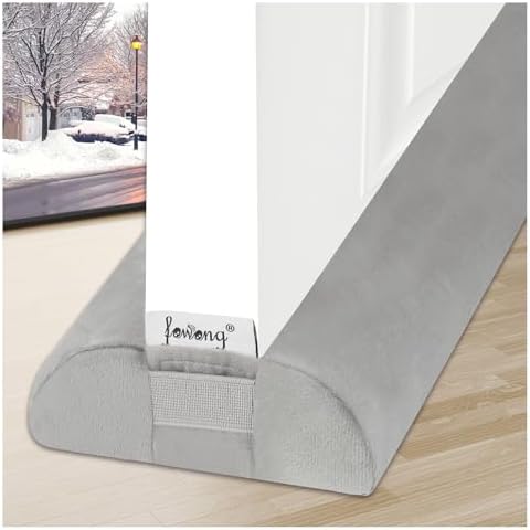 fowong Double Side Draft Stopper Noise Blocker for Bottom of Door Twin Door Stopper Seal Gap Machine-Washable Air Blocker