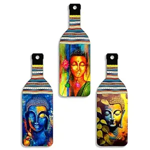 Sehaz Artworks Wooden Wall Hanging Decor | Positive Vibes Home Decor | Wall Decoration Items For Living Room | Wall Hangings For Home Decoration | Main Door Decoration Items | Diwali Decoration Items - Budha
