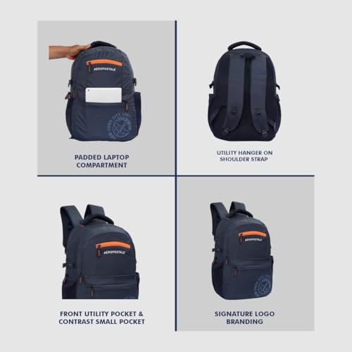 Image of Aeropostale Backpack Basin | Durable 2-Compartment Laptop Backpack with Rain Cover Compartment | Bag for School, College and Work | Padded Back and Multiple Utility Pockets