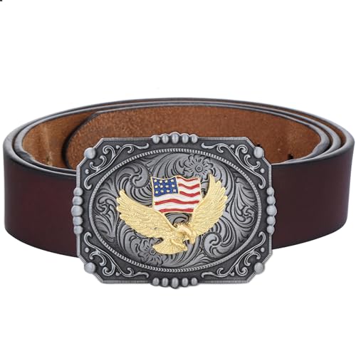 Image of Turquoise Belt Buckle for Men Western Texas Longhorn Bull Rodeo Belt Buckle American Cowboy Chic Gift