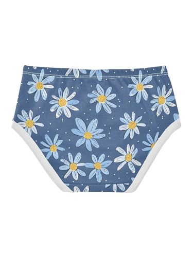 ZZKKO Blue Flowers Hand-drawn Style Girls Underwear Toddler Panties for Girls Comfort Brief Size 2T2