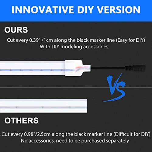 Lamomo LED Neon Lights, 16.4ft Blue LED Strip Light, 12V 0.39in/Cut Silicone Waterproof Neon Rope Light, DIY Neon Sign for Bedroom Indoor Outdoor Decoration（Power Adapter not Included）