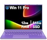 PC Portatile 16 Pollici Computer Portatile Win11 12GB 512GB 1TB SSD Espansione N5095 fino a 2.9Ghz, Notebook Laptop Ventola di Raffreddamento丨5GWIFI丨2K FHD丨Mini HDMl丨Membrana Tastiera Italiana- Viola