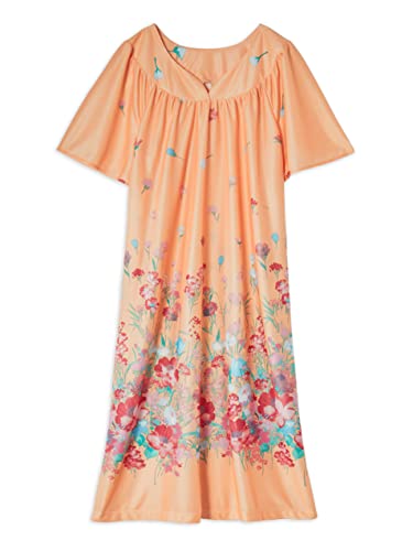 Image of AmeriMark Casual Women's Patio Muumuu House Dress Loose Comfortable Short Sleeve Sun Dress Lounger Gown Sleepwear for Ladies