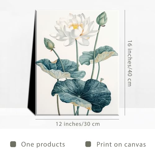 Piy Painting Wall Art of Water Lily, Elegant Flower Picture Print on Canvas - Image 2
