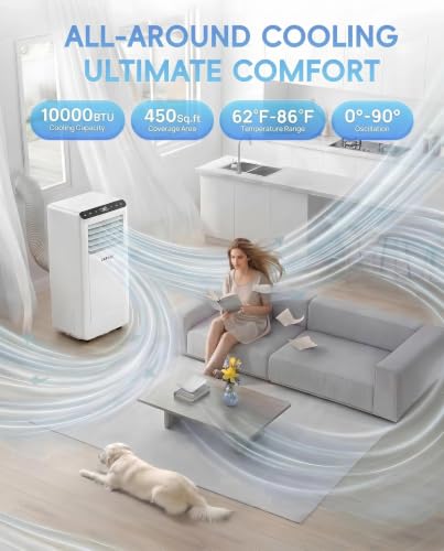 Image of Garvee 10000BTUs Portable Air Conditioner for 450 Sq.Ft Max.Portable AC Unitwith Dehumidifier, Fan, Sleep, 24H Timer&Installation Kit, DOE Certified, Ceer 6.6,48dB,Remote Control,White