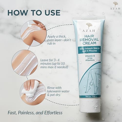 Image of Azah Hair Removal Cream for Women [100 GM] | Bikini Hair Removal Cream with Vitamin E, Urea & Allantoin | Fast & Painless Hair Remover | Ideal for Arm, Underarm, Leg & Bikini Area