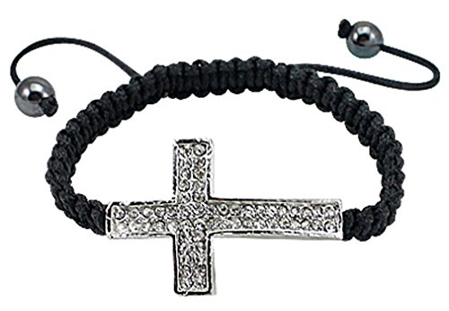 Bracelet Shamballa Croix Noir, Ajustable