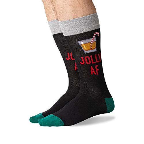 Hot Sox Mens Jolly AF Socks, Black, 1 Pair, Mens Shoe 6-12.5