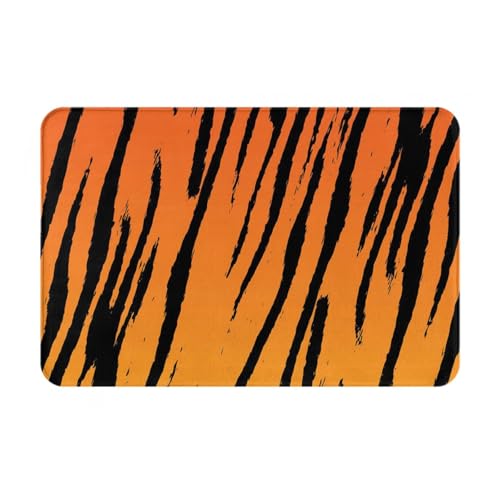 トラのストライププリント アニメ長方形玄関絨毯 抗菌防臭フランネルラグ 40x60cm