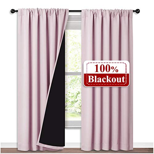 NICETOWN 100% Blackout Window Curtain Panels for Nursery, Heat and Cold Blocking Drapes