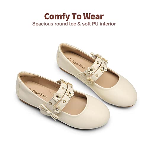 Dream Pairs Flower Girl Ballet Flats Pearls Bow Ballerina Mary Jane Dress Shoes Sdfl2315K Ivory 3 Little Kid thumb #2