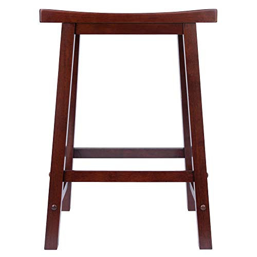 Image of Winsome Satori Saddle Seat Counter Stool, Walnut, 24 inch