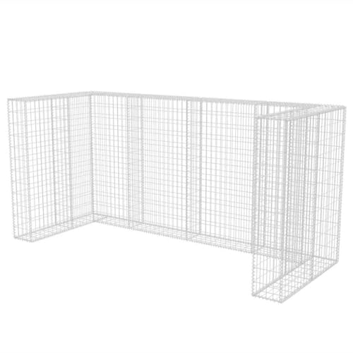vidaXL ガビオン トリプルウイリー式ゴミ箱目隠し スチール製 250x100x120cm