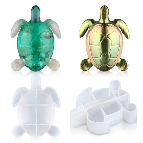 LETS RESIN 2pcs Turtle Resin Molds Durable 3D Animal Silicone Molds for Epoxy Resin Smaller Sea Turtle Marine Art Silicone Resin Molds for Craft Ocean Theme Night Lights Home Decor