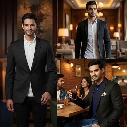 Image of Men's Formal Casual Blazer Slim Fit | Stretchable Fabric | Lightweight Structured Office Wear Coat for Meetings, Interview, Party & Daily Use