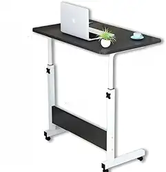 Portátil Ajustável para Notebook 40x60cm com Rodízios – Elevatória para Cama, Sofá e Estudo(Preto)