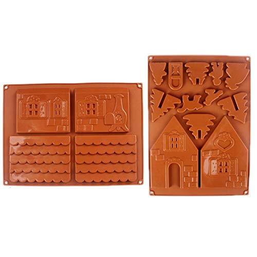 inherited 2 pcs Gingerbread Chocolate Casa Molde, Casa de Pan de Jengibre de Navidad Molde de Pastel de Chocolate de Silicona DIY Galletas Herramientas de La Hornada