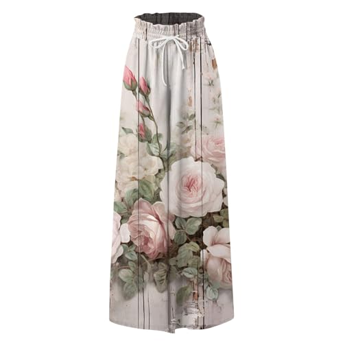 Womens Wide Leg Pants Women's Casual Trendy Loose Fit Elastic High Waist Wide Leg Trousers Flowy Long Pants2