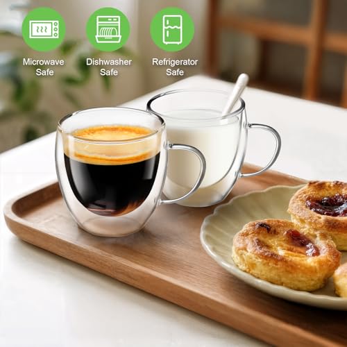 Espresso Cups Set of 4, 8.5oz Double Walled Glass Coffee Cups with Handles - image 7