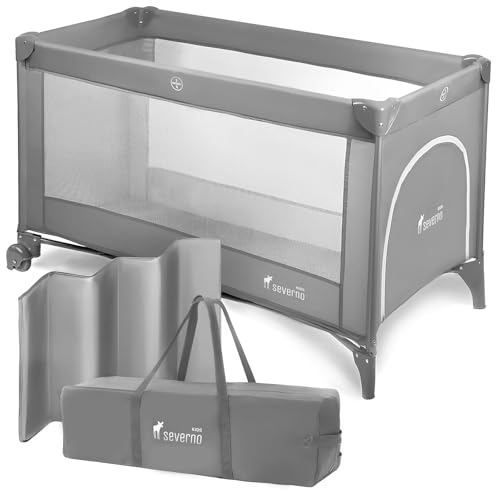 SEVERNO Honey Bunny Baby-Reisebett (Laufgitter) Kids – faltbar & mobil, mit Matratze, Transporttasche & Rollen, atmungsaktiv & geprüft, Reisebett
