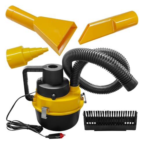 Tuxihapp Car Vacuum Cleaner, DC 12V Multi-Purpose Automotive Wet and Dry Vacuum with 3 Nozzles, Portable Handheld Vehicle Interior Duster for Car, Office, Home, Floor (Yellow)