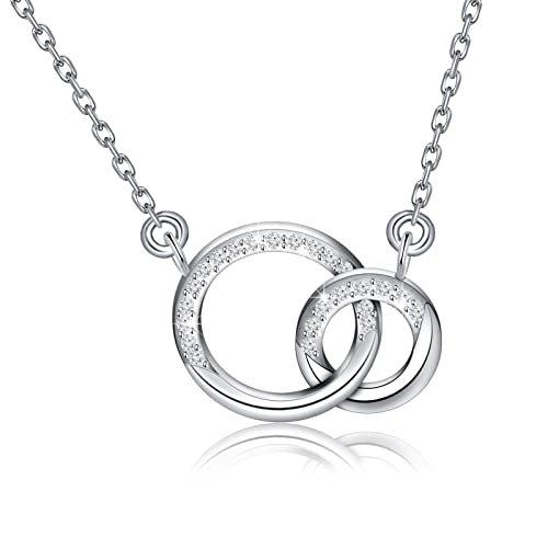 PLITI Sympathy Necklace In Memory of Loved One Gift Memorial Gift Remembrance Gift Angel Wing Gift Double Interlocking Circle Pendant2