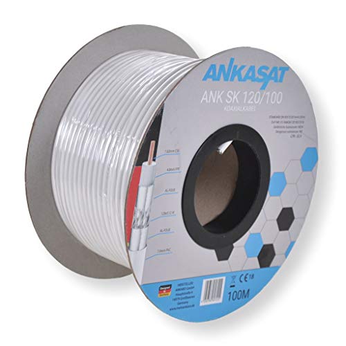 Ankasat SK 120dB - 100m CPR - 120 dB Koaxial Sat Kabel 3-Fach geschirmt 100 Meter Stahl-Kupfer Innenleiter- mit Meterbedruckung/Antennenkabel für DVB-S/S2, DVB-C, DVB-T/T2 Cover