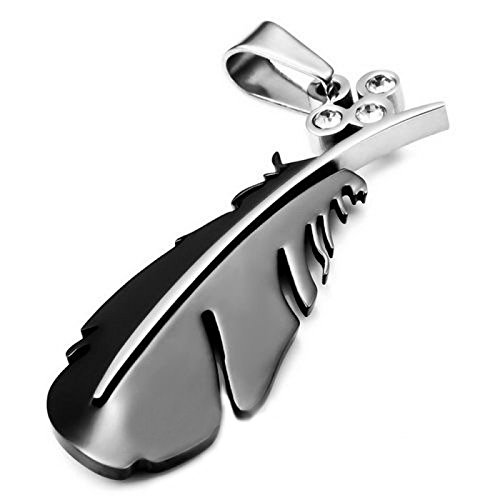 Preisvergleich Produktbild Indianische Feder Energie Magnetschmuck Anhänger FEDERKIEL schwarz Energetix 4you 3447 mit Swarovski Elements inkl. Kette im Schmuckpouch