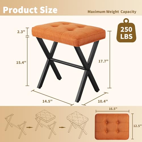 Rkvpcne Vanity Stool Ottoman Stool Chair For Vanity Chair With Metal X Legs, Footrest Upholstered Makeup Stool For Makeup Room, Living Room, Bathroom, Padded Foot Rest Seat For Entryway thumb #1