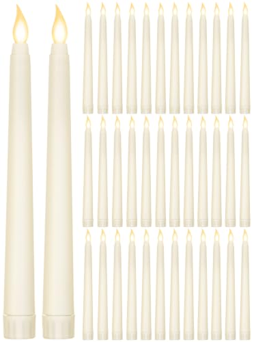 Image of Funtery 48 Pcs Flameless LED Taper Candles Battery Operated Candles Bulk Realistic LED Candlesticks Flickering for Wedding Church Party Home Decor(Ivory,8 Inch,Compact Style)
