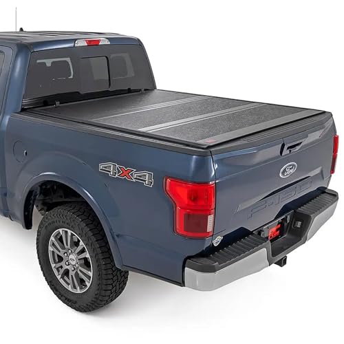 Rough Country Hard Tri-Fold Tonneau Cover for Ford F-250 & F-350 Super Duty (2017-2026) - Low-Profile Aluminum Truck Bed Cover, Fits 6'10 (81.9") Bed - image 1