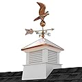 Manchester Vinyl Cupola with Eagle Weathervane, Perfect Size for a Small Shed, 18” square x 46” high, Pure Copper Roof